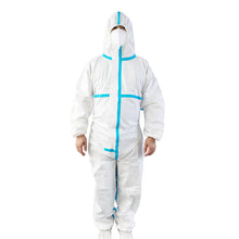 Load image into Gallery viewer, Single Use Disposable Protective Coverall Suit (White/ Blue)